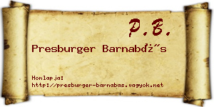 Presburger Barnabás névjegykártya